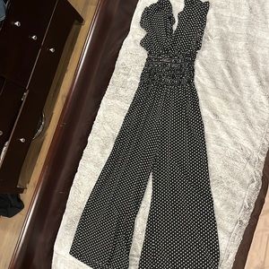 new with tags max studio jump suit black with white polka dots